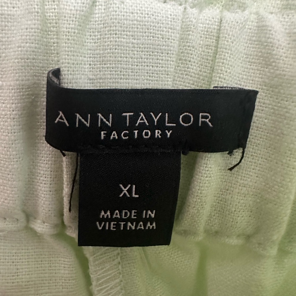 Brand New Ann Taylor Linen Cotton Pull On Pants Size XL Mint Green With Pockets - Picture 4 of 8
